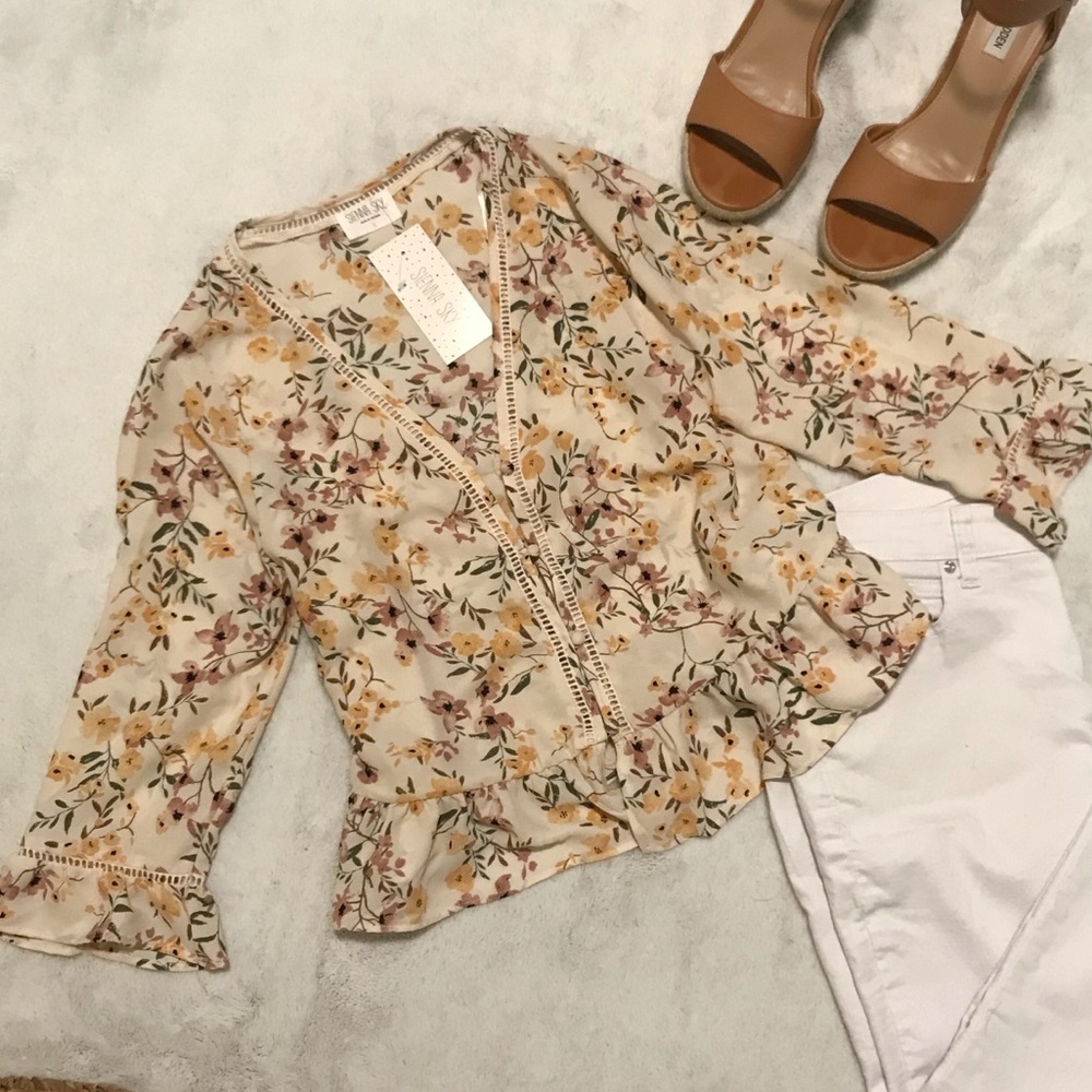 Sienna Sky Cream Floral Peplum Blouse